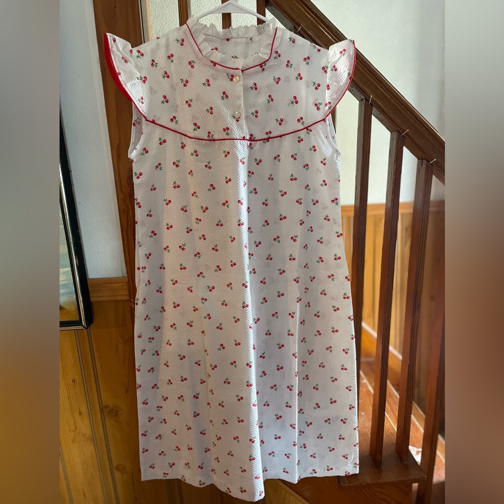 Vintage Retro Cherry Print Nightgown Women’s L sleepwear unique comfy cozy cute